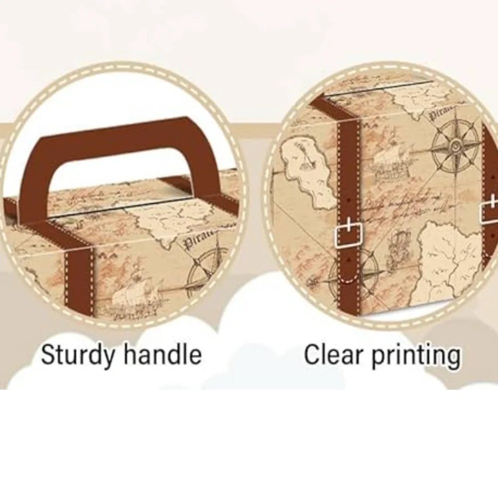 10pc GIFT BOX 🧳 Travel Favor Box Vintage Map Party Favor Box w/ Airplane Tag DIY